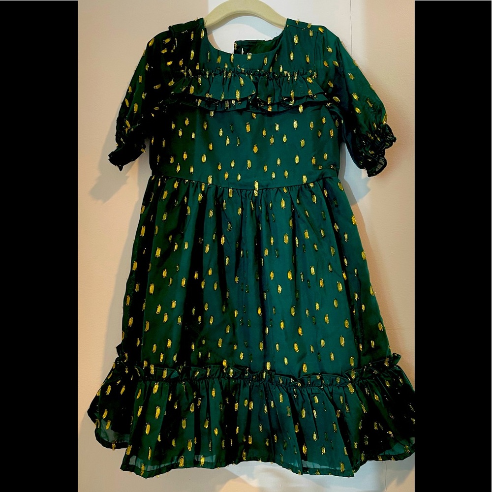 Beautiful green and gold dress. Janie & Jack. Size 5. Gorgeous condition.
